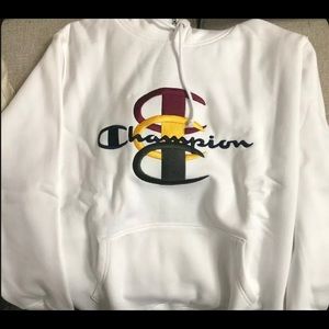 Large champion/supreme hoodie, brand new never been worn.